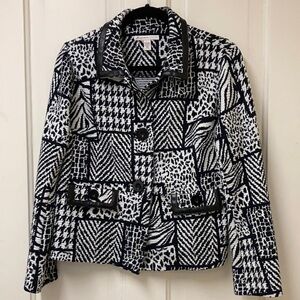 Crop jacket, black & white, large petite. J & M